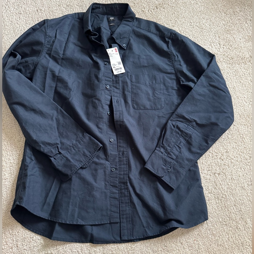 UNIQLO MEN’S NAVY OXFORD SHIRT - XL - SLIM FIT: BRAND NEW WITH TAGS